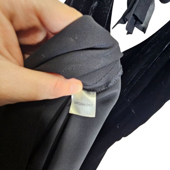 Vintage Y2K 90S Black Velvet Halter Dress Velvet Burnout Whimsigoth Fairygoth M - Picture 5 of 13